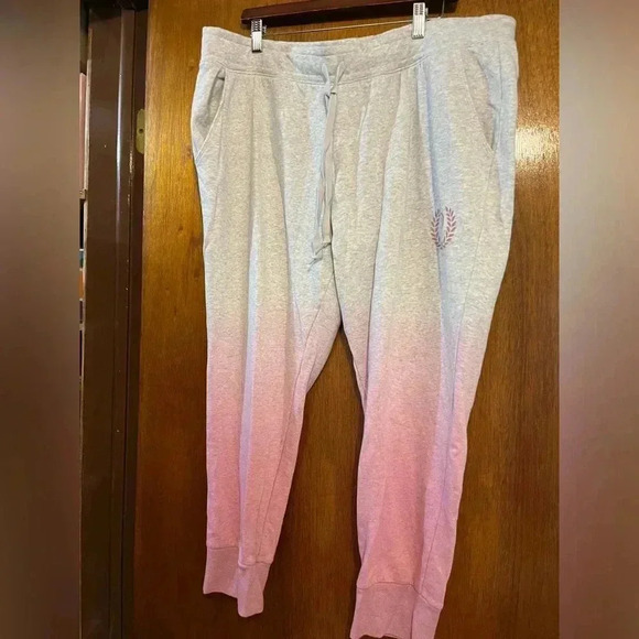 Victoria's Secret Pink Ombre Dip Dye Skinny Joggers Heather Stone Grey Pink XXL - Picture 5 of 7